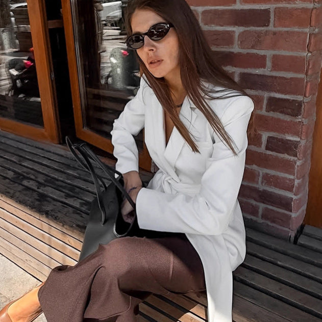 Damen Eleganter Taillierter Blazer mit Knotenverschluss EB