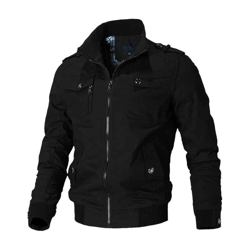 Herren nan sportive Bomber-Fieldjacke mit Schulterklappen, verdeckter Reißverschlussleiste und gerippten Bündchen EB