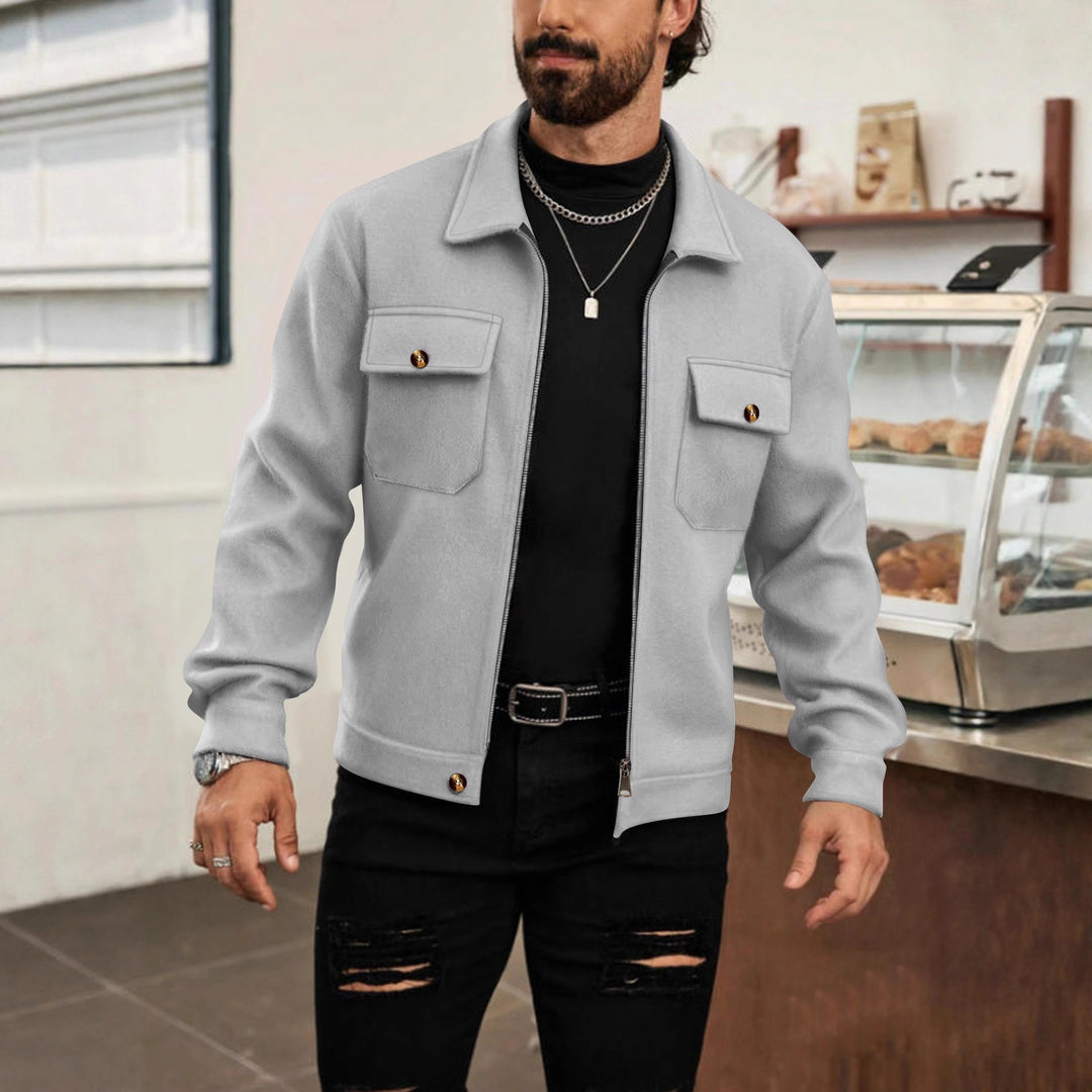 Herren nan CPO-inspiriertes Overshirt-Jacke mit aufgesetzten Brusttaschen und Reißverschluss EB