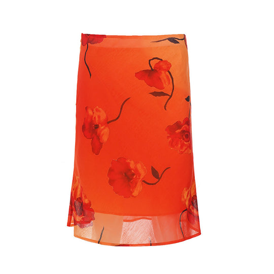 Damen schwingender Sommerrock mit floralen Mustern und leichtem Stoff EB