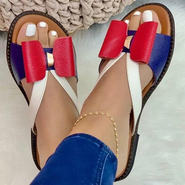 Damen Stylische Riemensandalen mit auffälligem Schleifen-Design EB