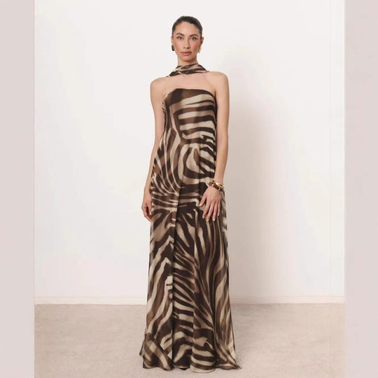 Damen Elegantes langes Kleid mit schmalem Neckholder EB