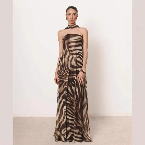 Damen Elegantes langes Kleid mit schmalem Neckholder EB