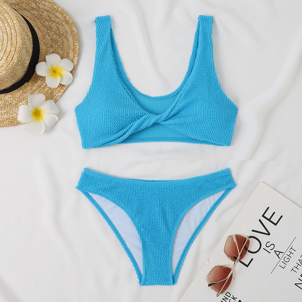 Damen Bikini-Set mit Twist-Design und hohem Taillenbund EB