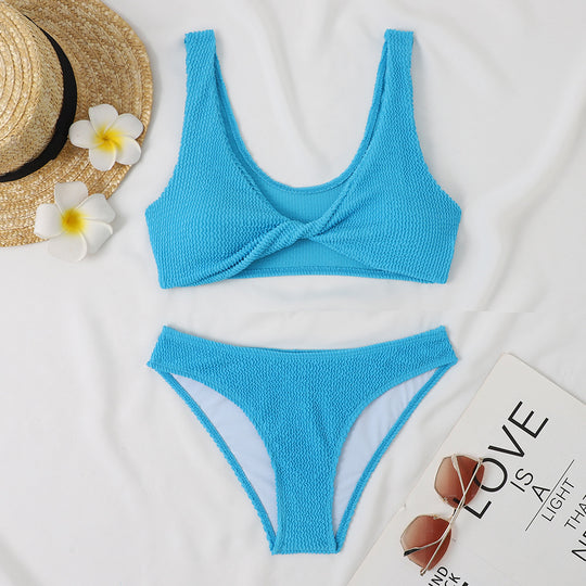 Damen Bikini-Set mit Twist-Design und hohem Taillenbund EB
