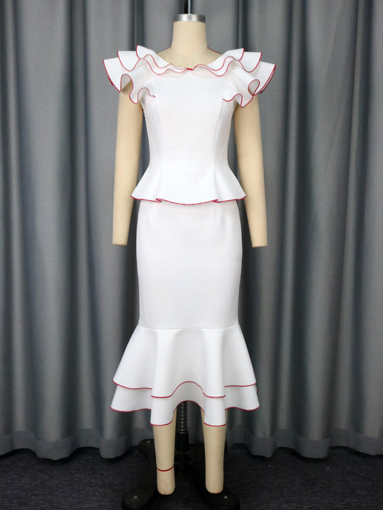 Damen elegantes Kleid mit innovativem Rüschendesign EB