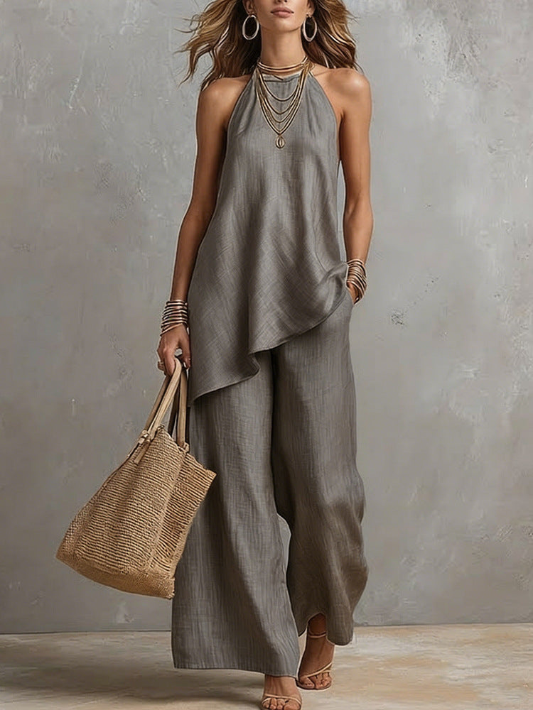 Damen luftiger Jumpsuit mit asymmetrischem Schnitt EB