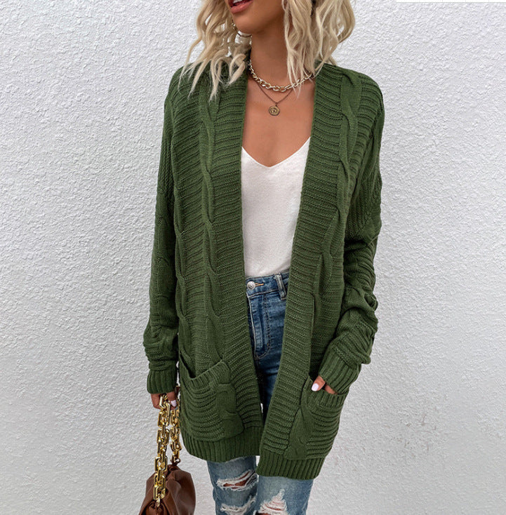 Damen Strickjacke mit tiefem V-Ausschnitt und Taschen EB