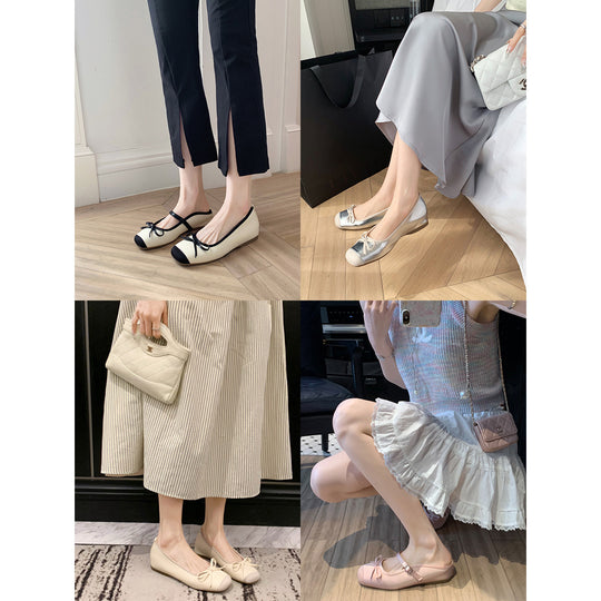Damen Slingback Ballerinas mit dekorativem Schleifendetail EB