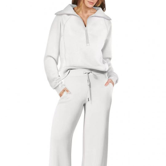 Damen Sportliches Set mit Stehkragen und weit geschnittenen Hosen EB