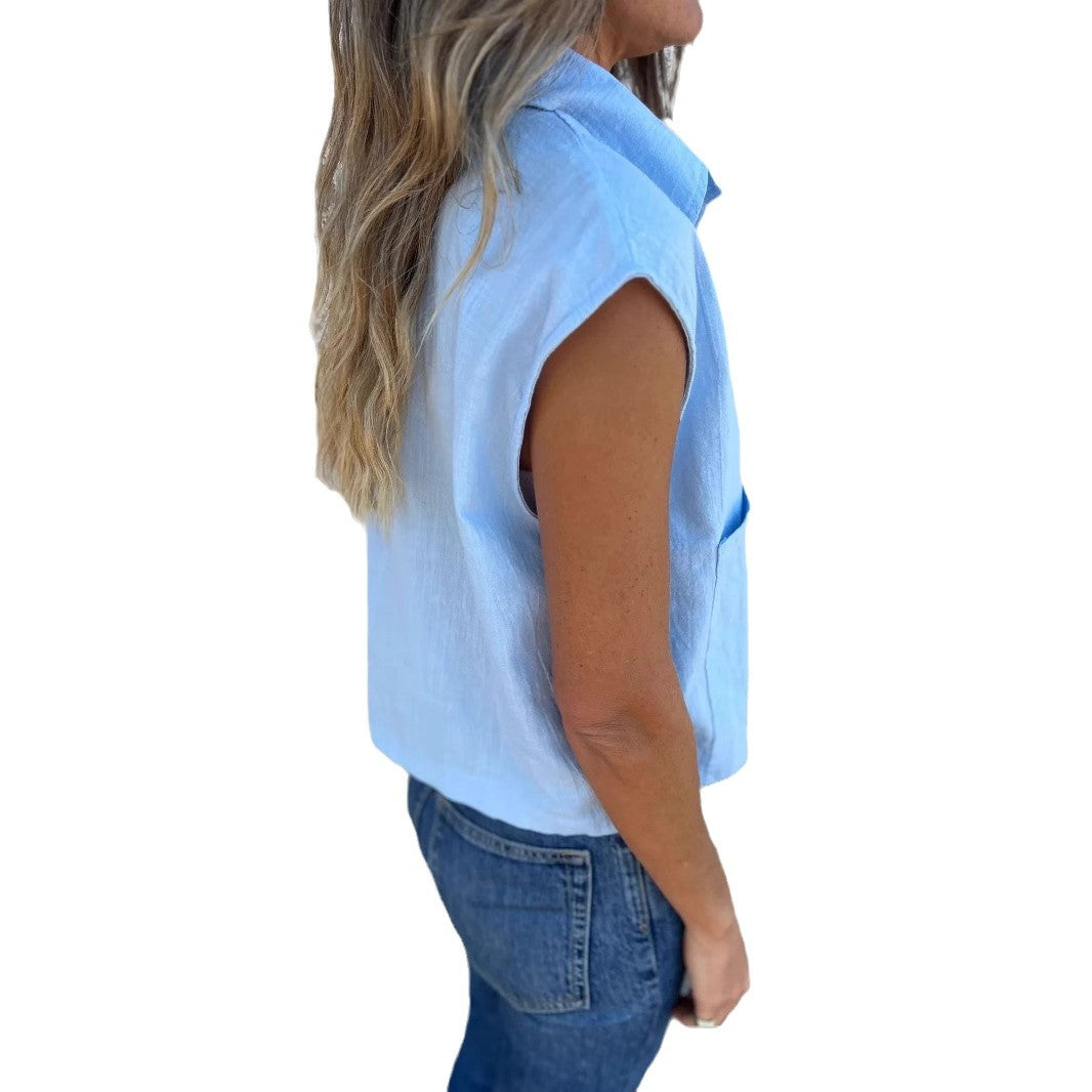 Damen Strukturierte Bluse mit praktischen Brusttaschen und elegantem Kragen EB