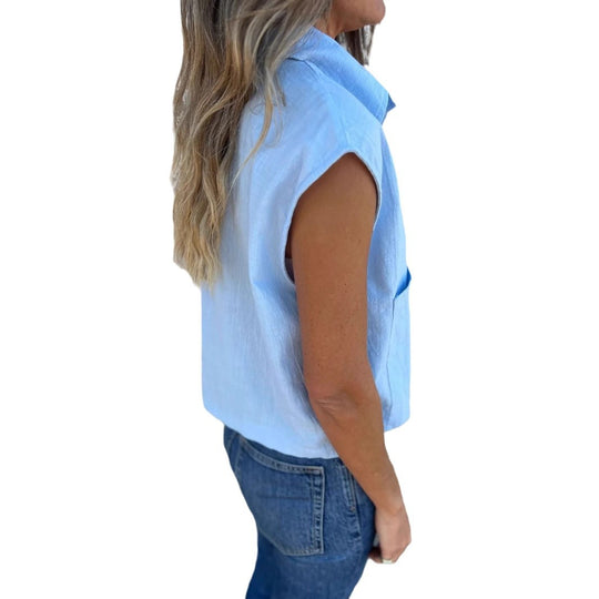 Damen Strukturierte Bluse mit praktischen Brusttaschen und elegantem Kragen EB