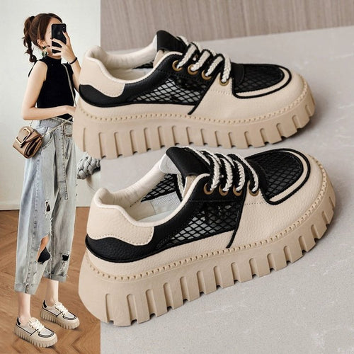 Damen Sportliche Sneaker mit luftigen Netzdetails und dicker Sohle EB