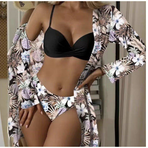 Damen Zweiteiliges Bikini-Set mit floralem Wickelüberwurf EB