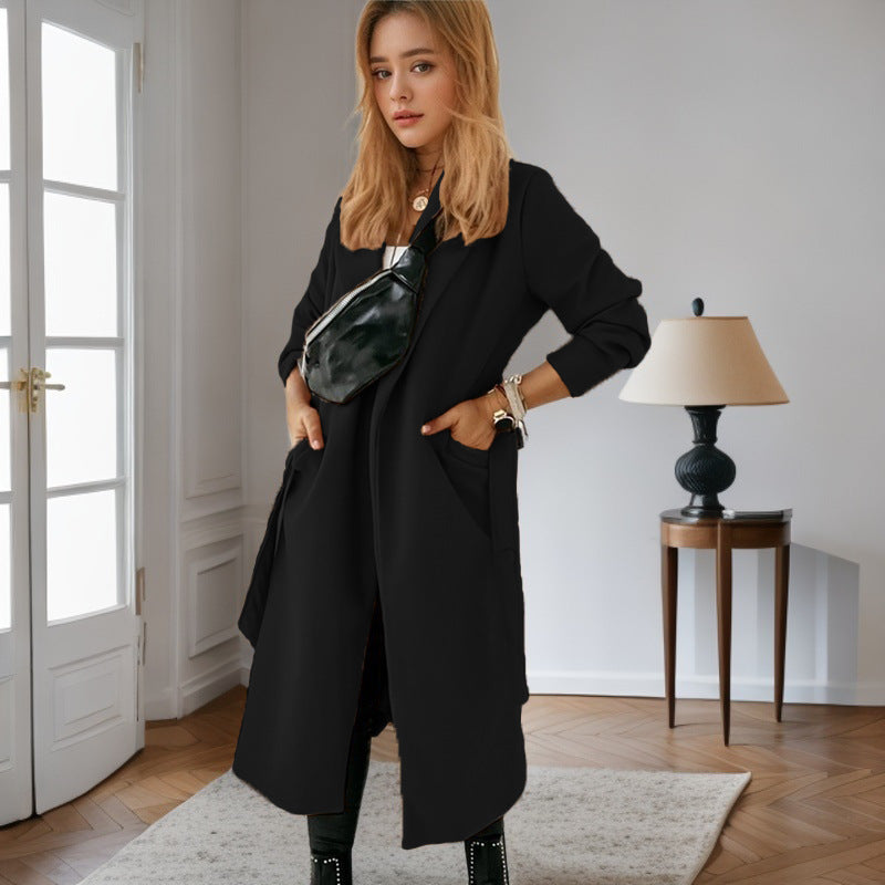 Damen modischer Longblazer mit praktischem Taschen EB