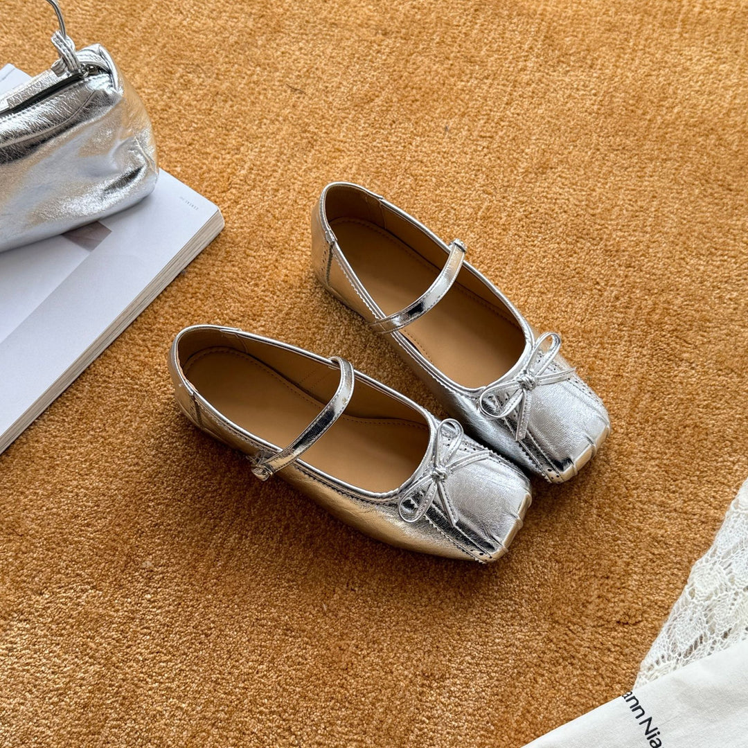 Damen Zarte Ballerinas mit Schleifen und dekorativem Design EB