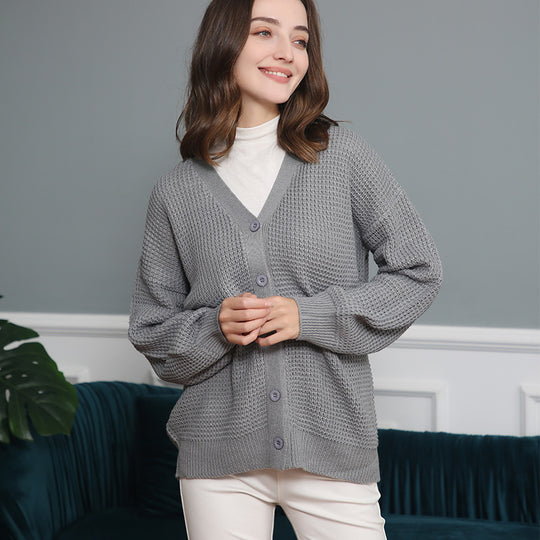 Damen Strickjacke mit strukturiertem Muster und praktischen Knopfdetails EB