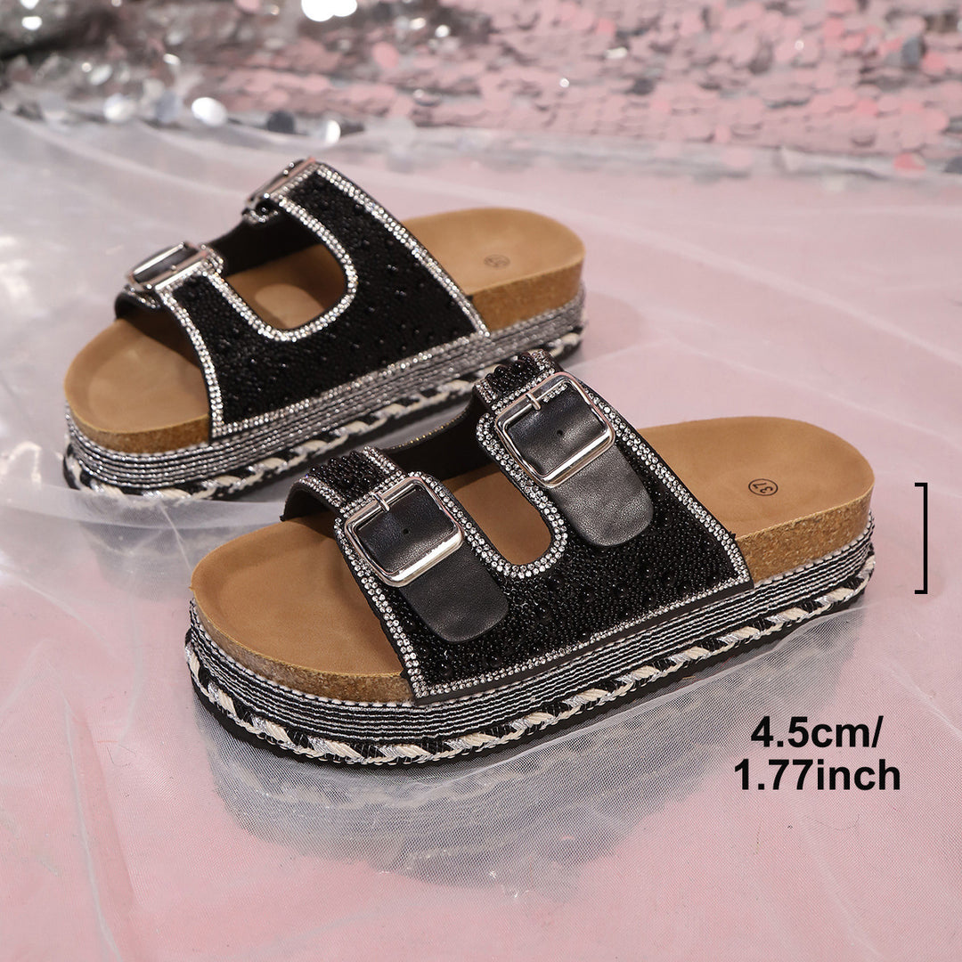 Damen Plateausandalen mit dekorativem Riemendesign und ergonomischem Fußbett EB