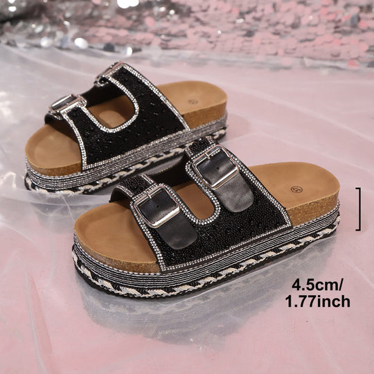 Damen Plateausandalen mit dekorativem Riemendesign und ergonomischem Fußbett EB