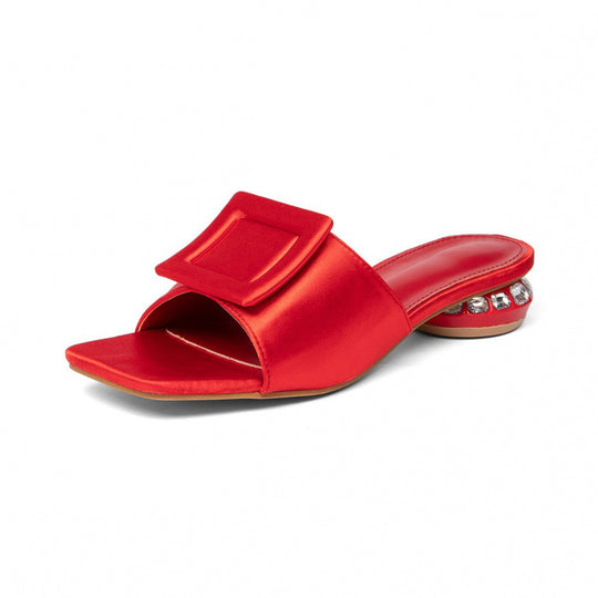 Damen Sandalen mit dekorativen Schnallen und funkelndem Absatz EB
