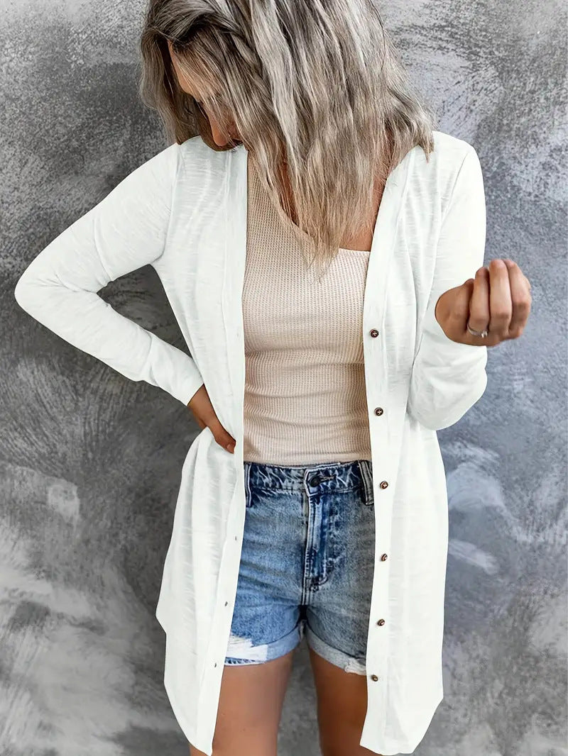 Damen Langer Strickcardigan mit Taschen EB
