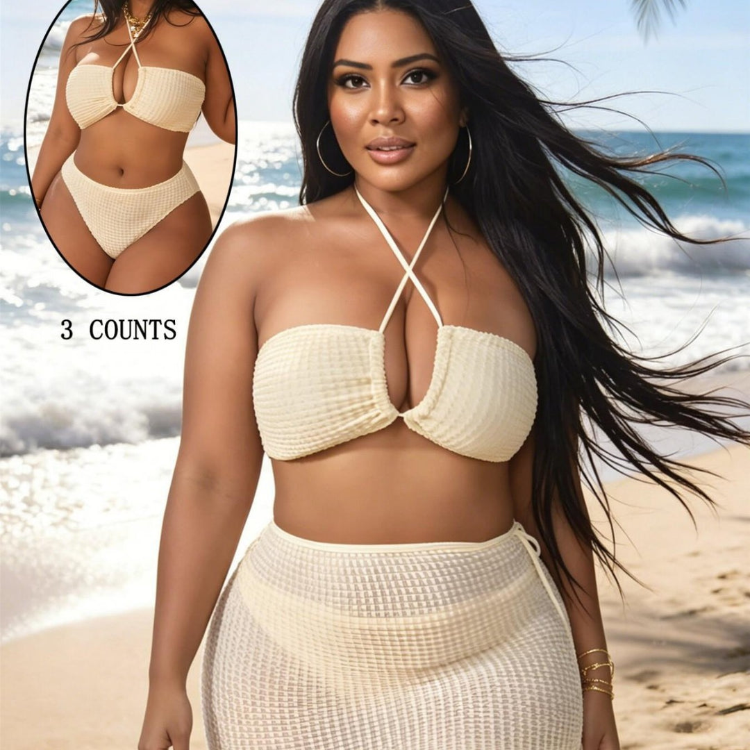 Damen Bandeau-Bikini mit asymmetrischem Rock EB