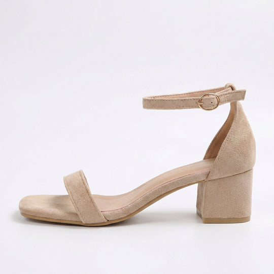 Damen Riemchen-Sandalen mit blockiertem Absatz und verstellbarem Knöchelriemen EB