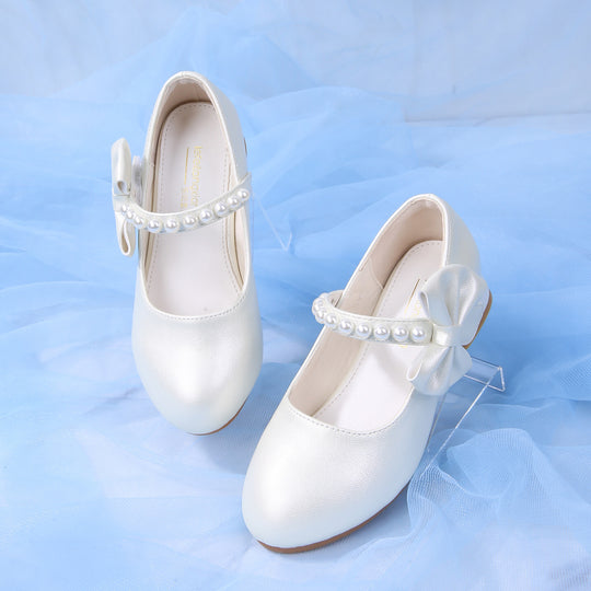 Mädchen elegante Ballerinas mit Schleifen- und Perlenakzenten EB