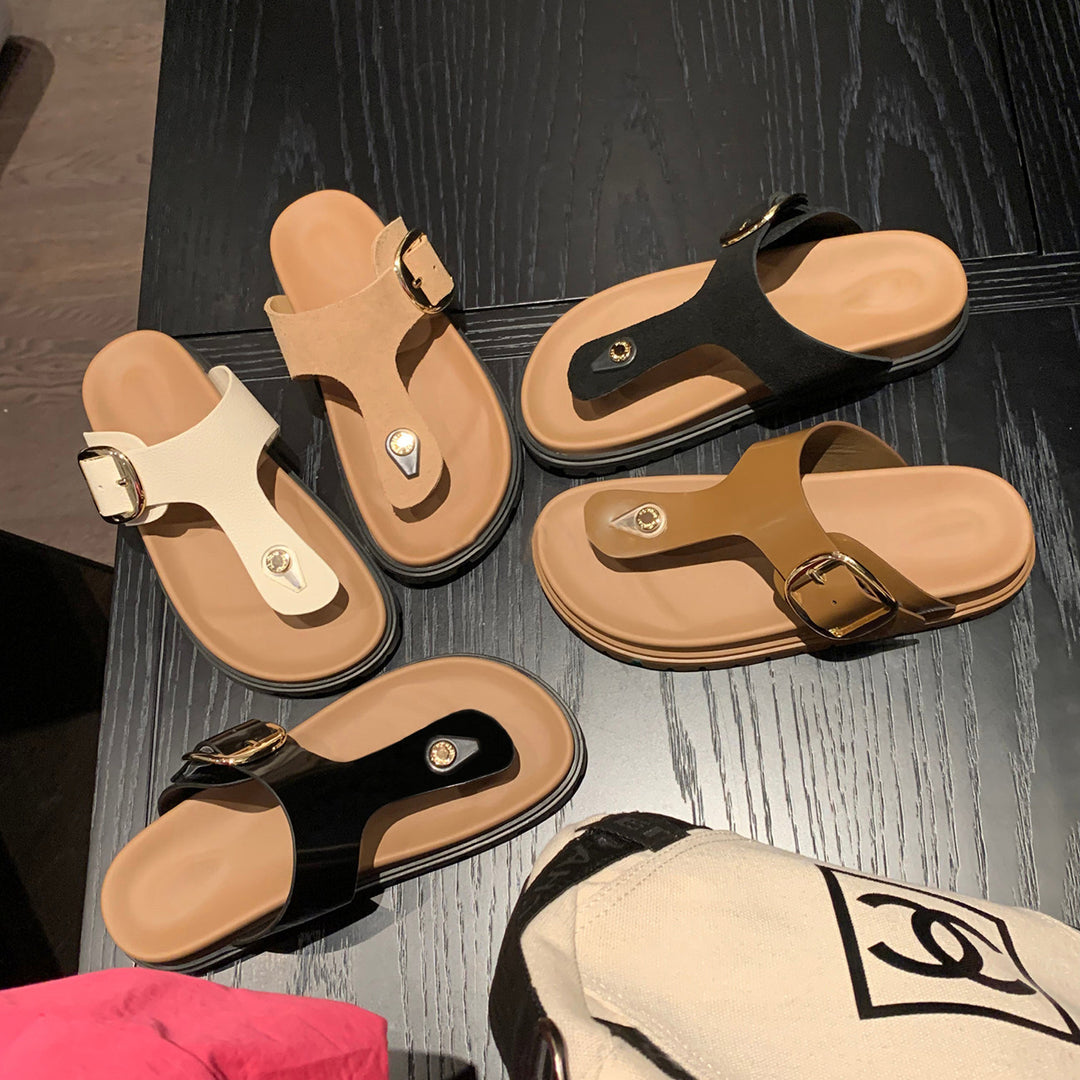 Damen Sandalen mit dekorativem Schnallenverschluss und komfortabler Fußbettgestaltung EB