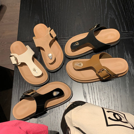Damen Sandalen mit dekorativem Schnallenverschluss und komfortabler Fußbettgestaltung EB