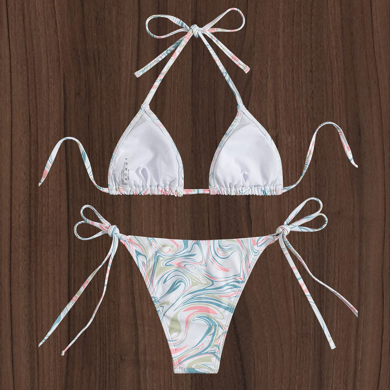 Damen Triangel-Bikini mit verspieltem Bindeband EB