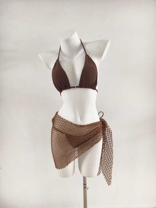 Damen Triangel-Bikini mit modischen Netzrock-Details EB