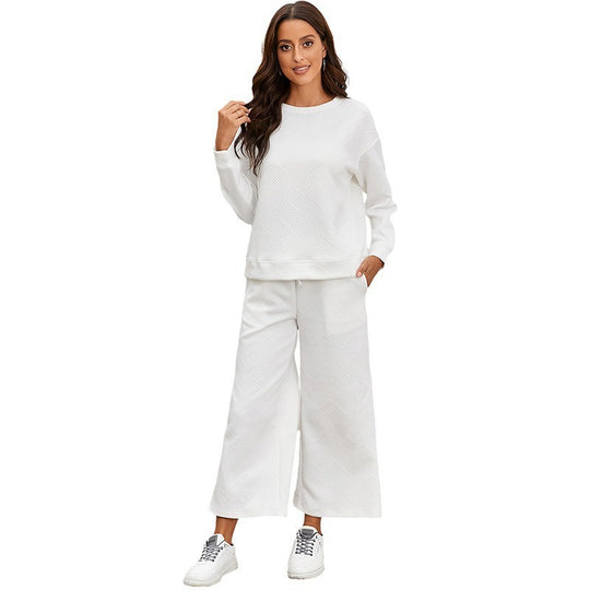 Damen Lässiges Sweater-Set mit weitem Schnitt und praktischen Bindegürteln EB