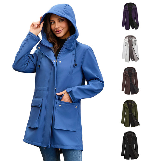 Damen funktionale Outdoor-Jacke mit verstellbarem Taillenzug und Innenfutter EB