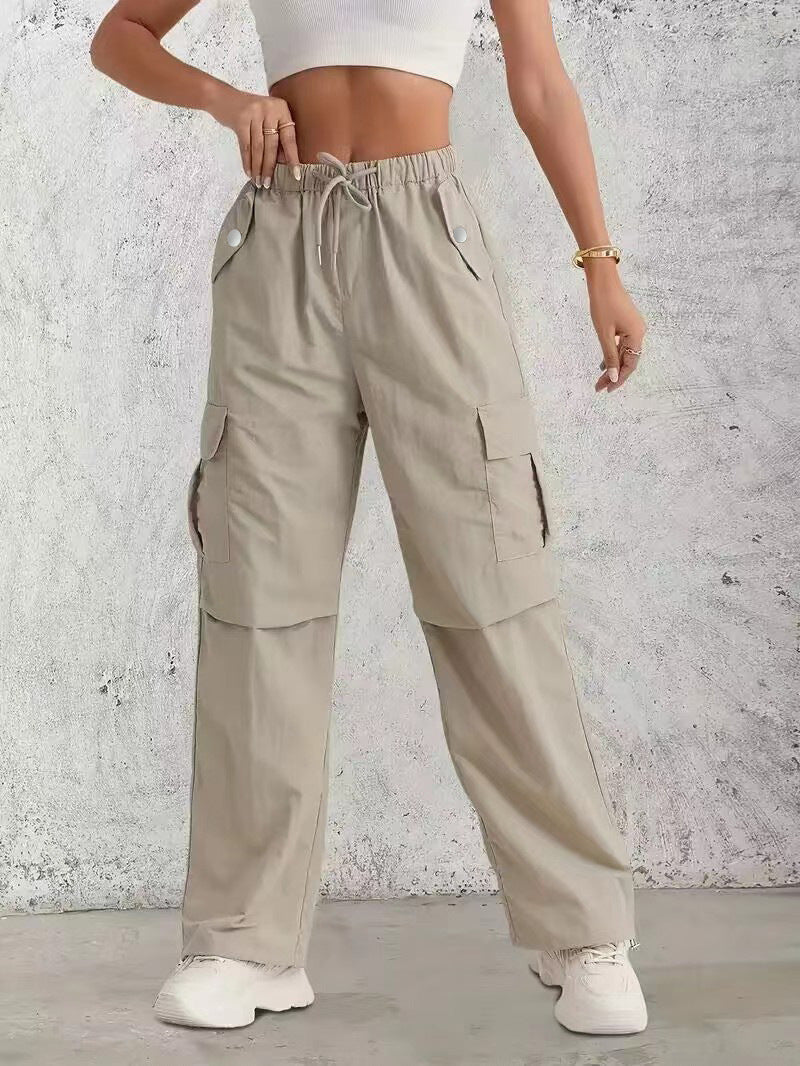 Damen Cargo-Hose mit seitlichen Taschen und elastischem Bund EB