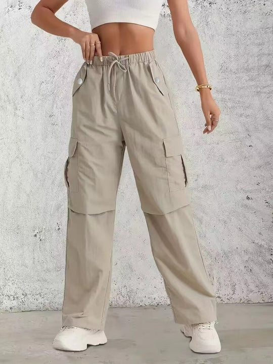 Damen Cargo-Hose mit seitlichen Taschen und elastischem Bund EB