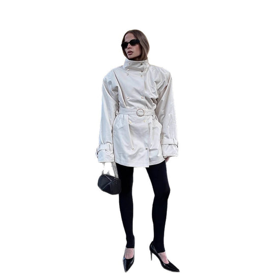 Damen oversized Trenchcoat mit doppeltem Kragen EB
