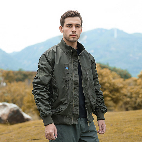 Herren  robuste Bomberjacke mit winddichtem Nylon, utility-Taschen und elastischen Bündchen EB