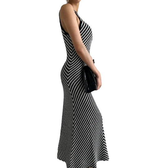 Damen Langarm-Hängerchenkleid mit raffiniertem Zickzack-Muster EB