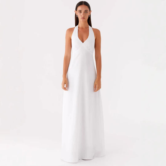 Damen Elegantes Wickelkleid mit V-Ausschnitt und schmalem, fließendem Schnitt EB