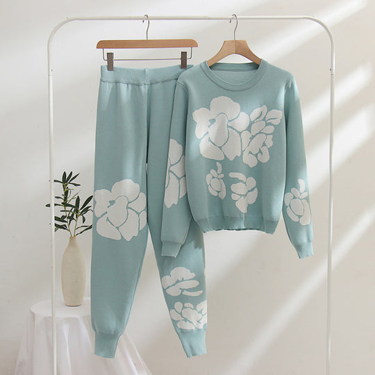 Damen Strickanzug mit floralen Designs EB