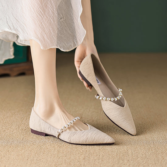 Damen Ballerinas mit modischer Perlen-Schnalle EB