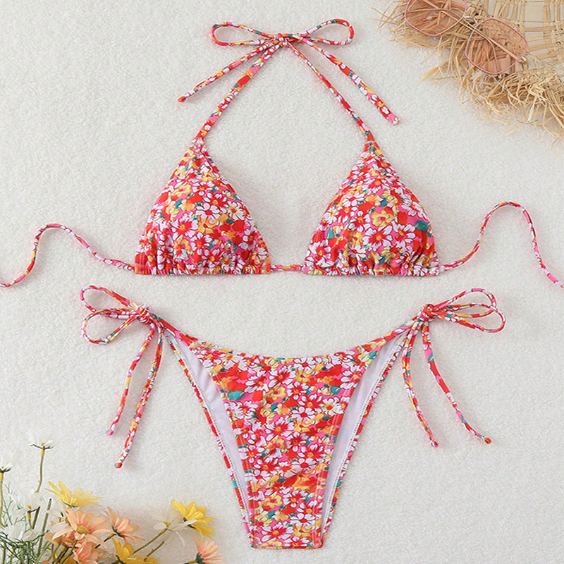 Damen Triangel-Bikini mit buntem Floral-Design EB