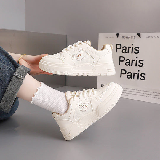 Damen Sneaker mit süßem Bärenmotiv und dicker Sohle EB