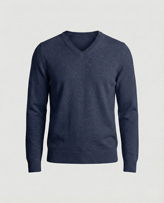 Herren V-Ausschnitt Pullover aus hochwertiger Baumwolle mit bequemer Passform EB