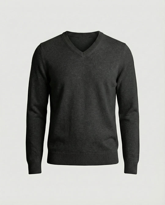 Herren V-Ausschnitt Pullover aus hochwertiger Baumwolle mit bequemer Passform EB