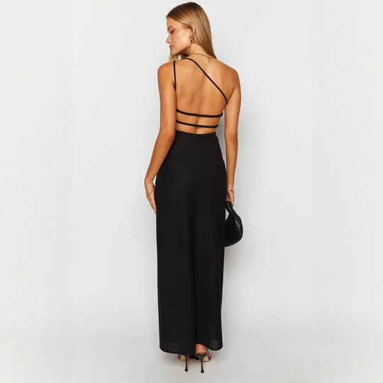 Damen Maxi-Kleid mit asymmetrischem Ausschnitt EB