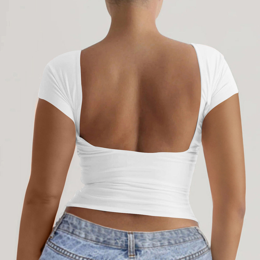Damen elegantes Off-Shoulder Oberteil mit tiefem Rücken EB