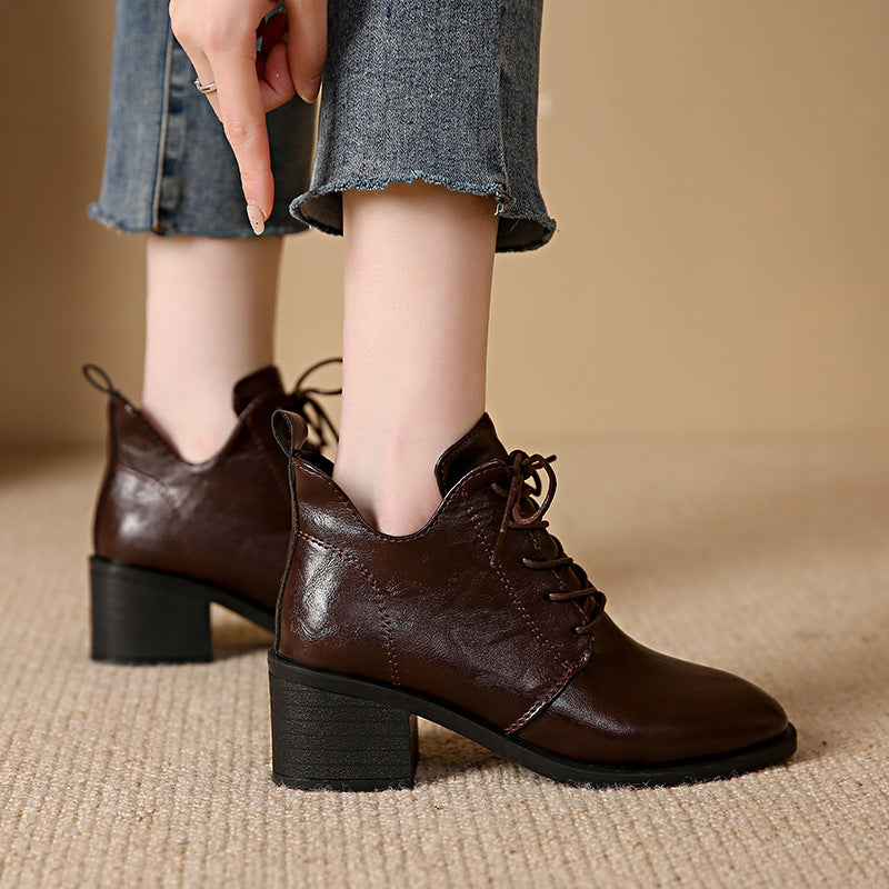 Damen Modische Schnür-Stiefeletten mit elegantem Blockabsatz EB