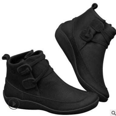 Damen Komfortable Stiefel mit modischem Schnallenverschluss EB